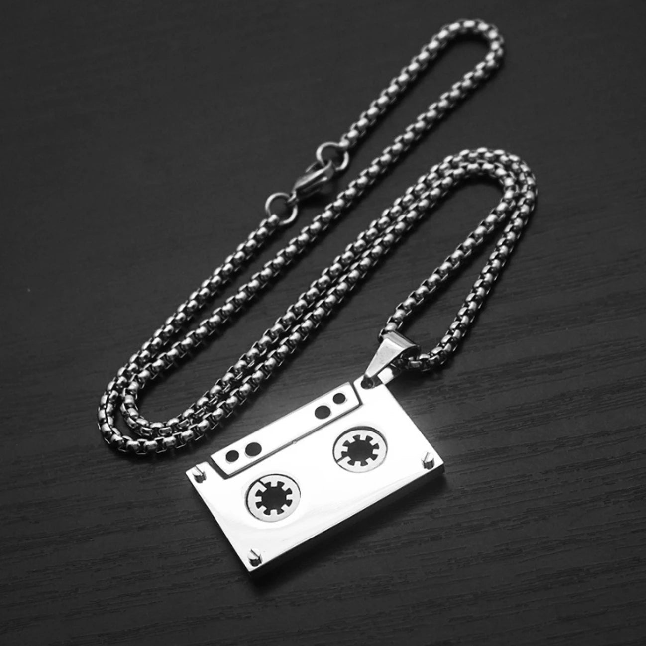 Musical Instrument Guitar Tape Stainless Steel Men Necklaces Pendant Chain Punk Rock Hiphop Women Fashion Jewelry Gift Wholesale