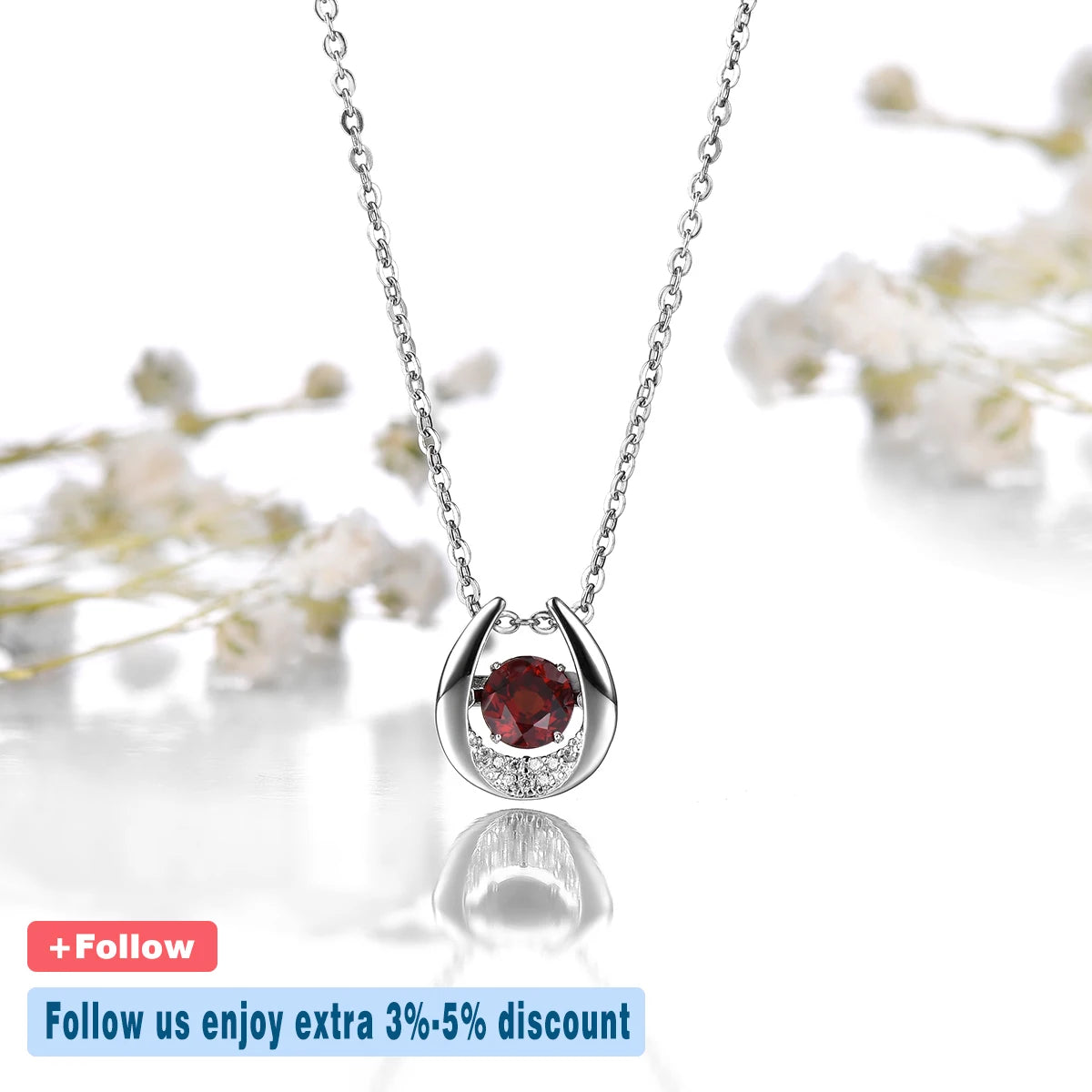 Natural Red Garnet Sterling Silver Pendants S925 Jewelry 0.6 Carats Genuine Gemstone Round 5mm Classic Simple Design Women Gifts