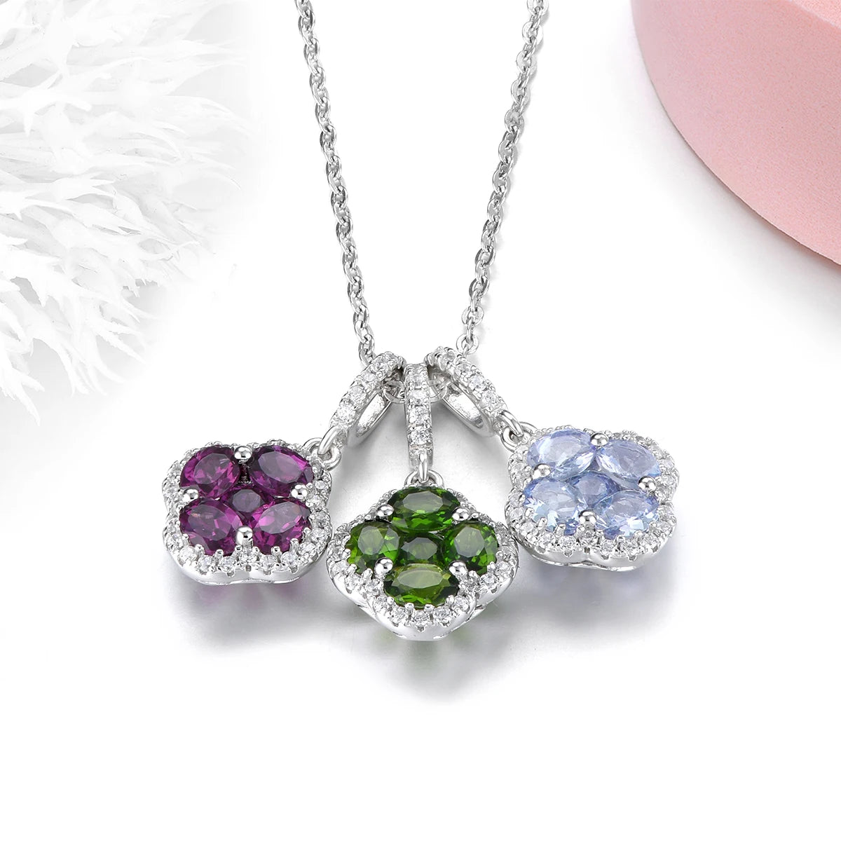 Natural Tanzanite Sterling Silver Pendants 0.8 Carats Genuine Gemstone Romantic Elegant Fine Jewelry Style S925 Birthday Gifts