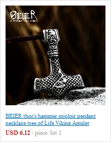 BEIER Stainless steel Thor Hammer Viking Amulet Viking Raven Ring Scandinavian Jewelry man Ring BR8-296