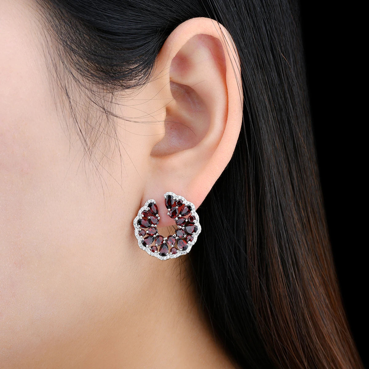 Natural Red Garnet Sterling Silver Stud Earring 8 Carats Genuine Garnet S925 Women Gifts Unique Original Design Top Quality