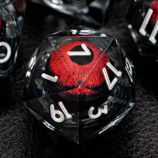 D and D Liquid Flow Core Eye Resin Dice Set | Dnd Dungeon and Dragon Pathfinder Role Playing Game Dice | D20 D&D Red Black Dice