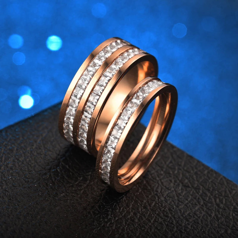 Hip Hop Iced Out Crystal CZ Bling Woman Rings Fashion Stainless Steel Rings For Men Women Wedding Engagement Jewelry Wholesale