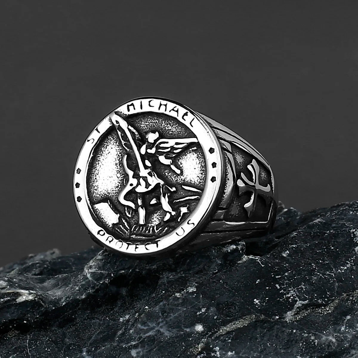 Stainless Steel Catholic Christian Cross Faith Amulet Ring Women Men Unisex Ring Multi Style Finger Jewelry Creative Gift