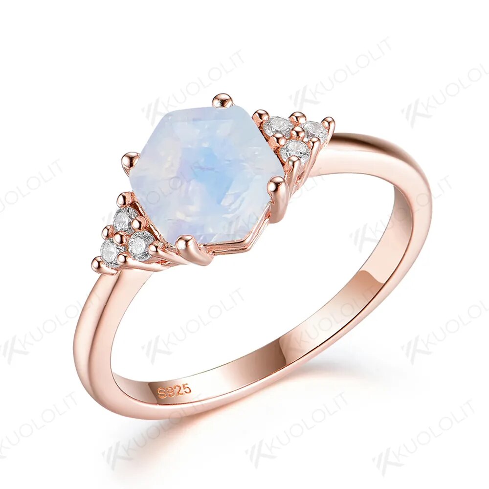 Kuololit Hexagon Lab Grown Alexandrite Gemstone Solid 925 Sterling Silver Rings for Women Luxury Jewelry Wedding Engagement Gift