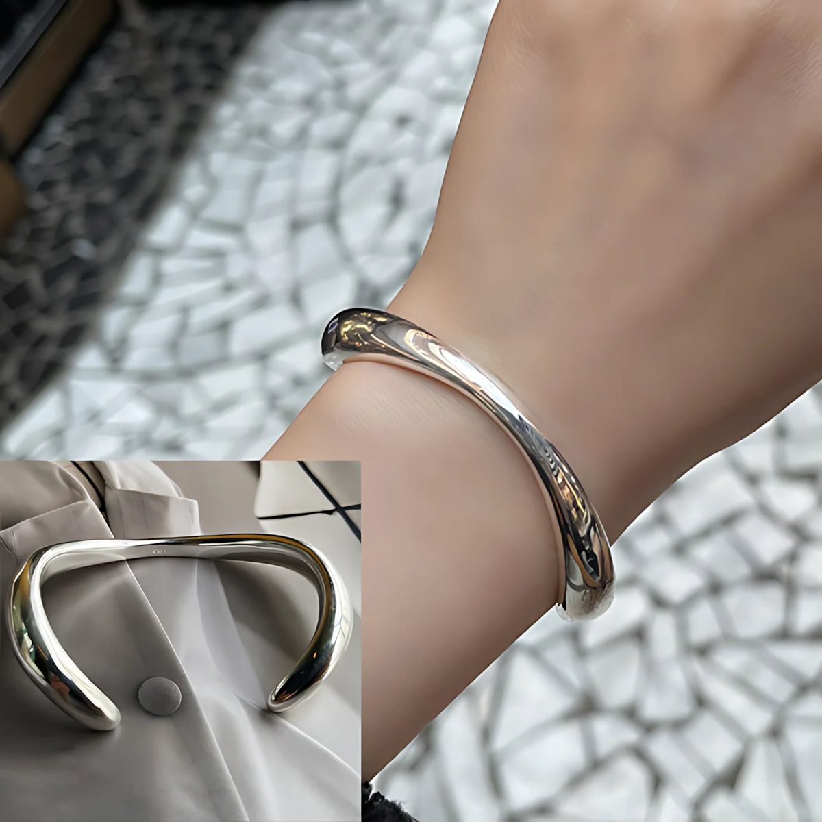 VENTFILLE 925 Sterling Silver Geometry Irregular Bracelet For Women Minimalist Niche Aesthetic Versatile