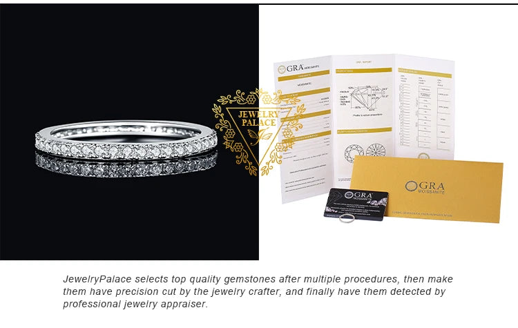 JewelryPalace 5A CZ Eternity Classic 925 Sterling Silver Wedding Engagement Band Ring for Woman Anniversary Gift Fine Jewelry