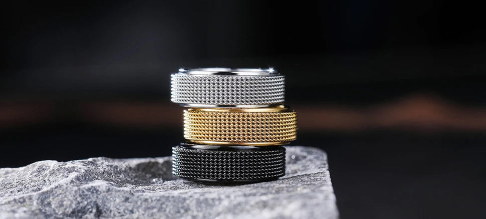 Simple 8mm Stainless Steel Spinner Anxiety Rings for Women Men Rotatable Mesh Chain Spinner Rings Anti Stress Weddding Jewelry