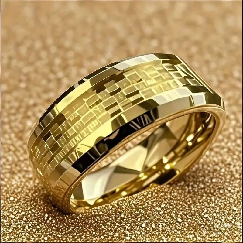 Cute Ocean-Themed 8mm Men Stainless Steel Ring with Dreamy Sea Jellyfish Pattern Inlay Rings for Teenager Wedding Party Jewelry