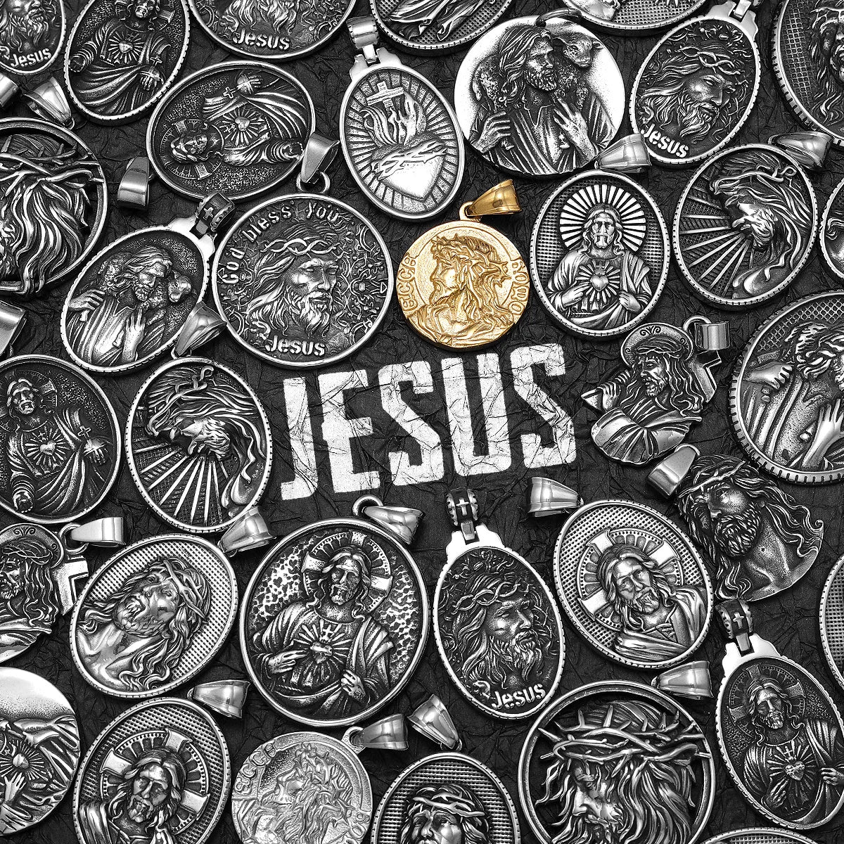 Jesus Heart Cross Series Stainless Steel Men Necklaces Pendant Chain Powerful Amulet Vintage For Women Jewelry Gifts Wholesale