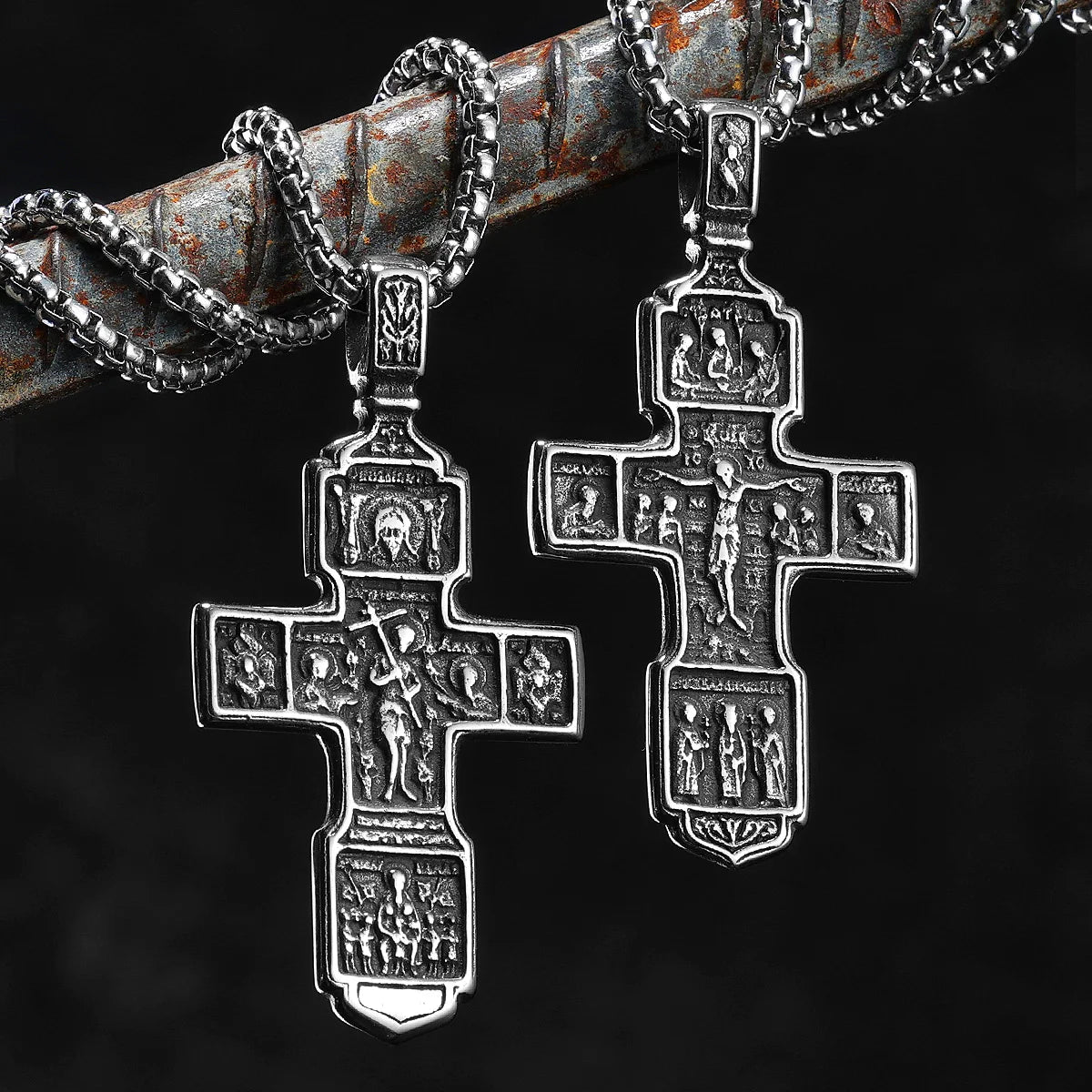Cross Jesus Amulets Carving Stainless Steel Men Necklaces Pendant Chain Punk For Women Fashion Jewelry Gifts Wholesale