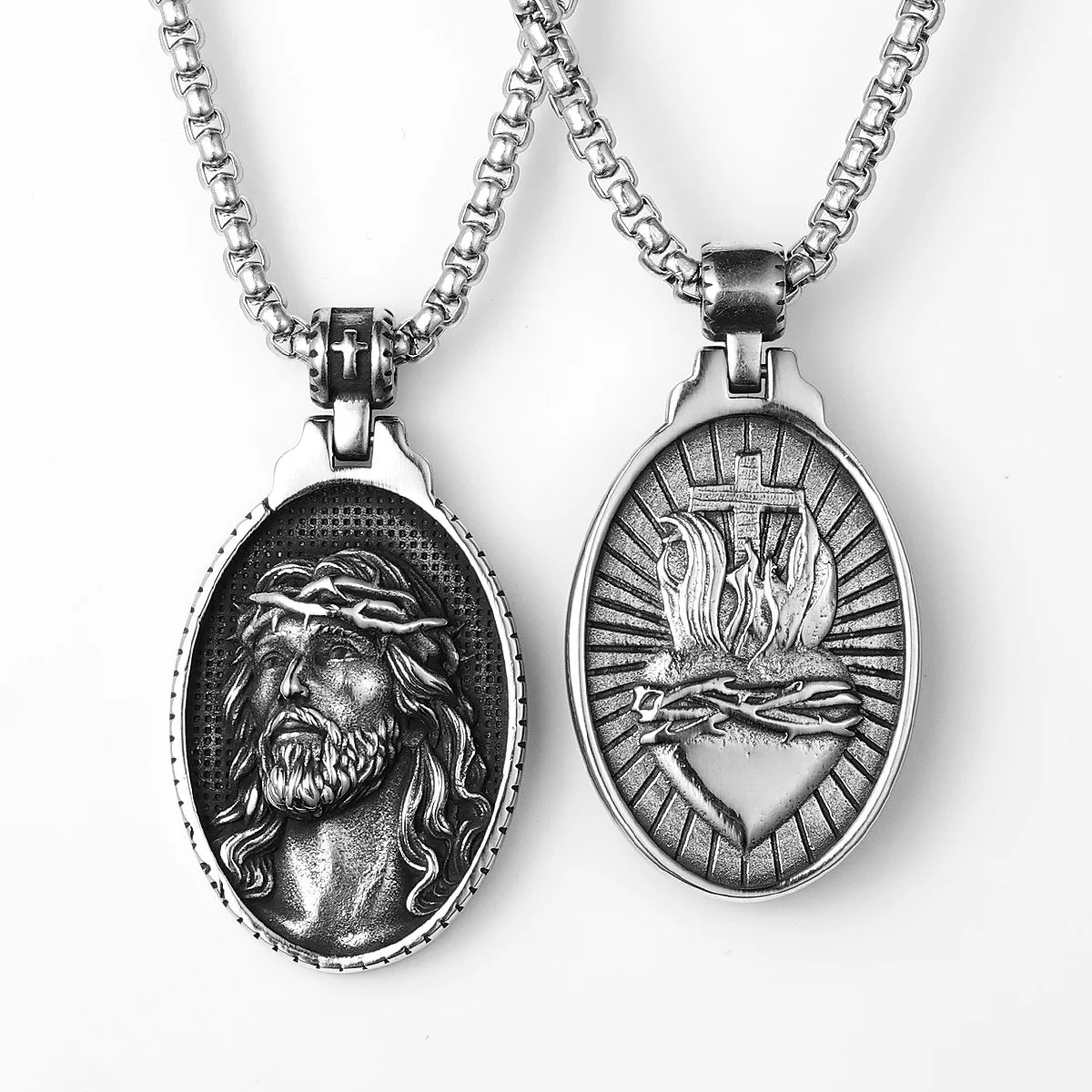 Christian Jesus Powerful Amulets Stainless steel Men Necklaces Pendants Chain For Women Jewelry Male Accessories Gifts Wholesale
