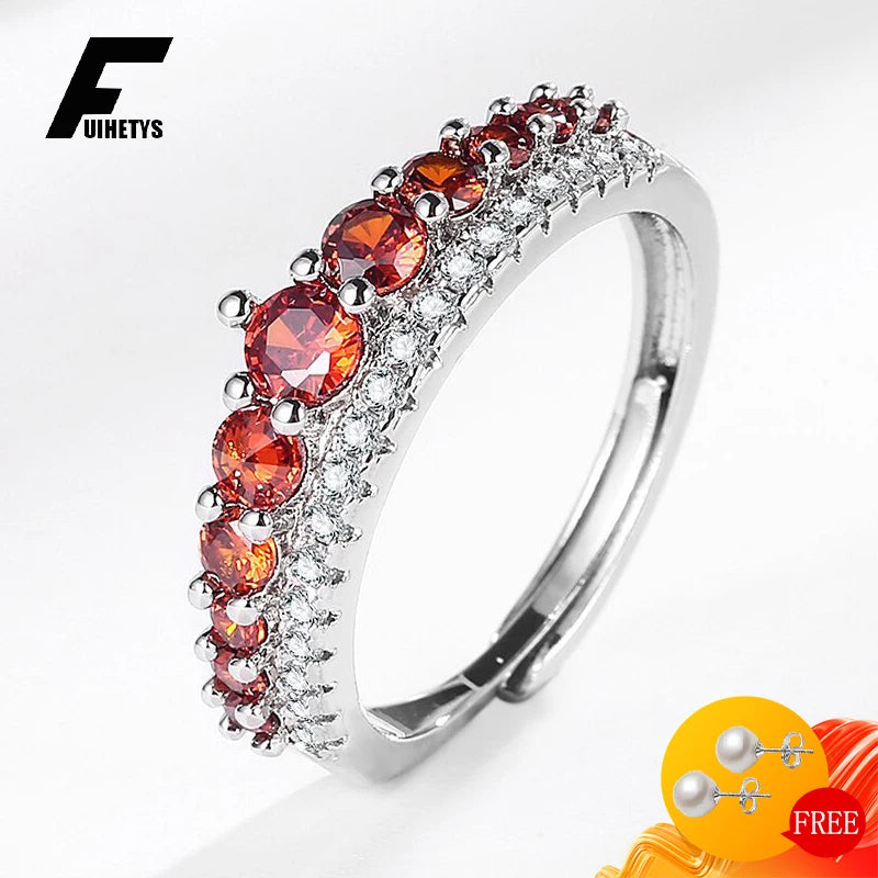 FUIHETYS Classic Women Ring with Zircon Gemstone 925 Silver Jewelry Accessories for Wedding Promise Party Finger Rings Wholesale