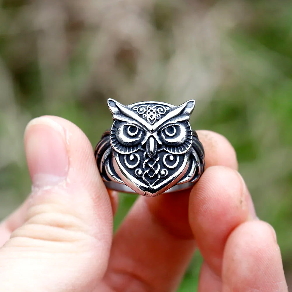 2023 NEW Men's Stainless Steel Odin Norse Anel Amulet owl head Viking animal Rings For Men Women Retro Jewelry