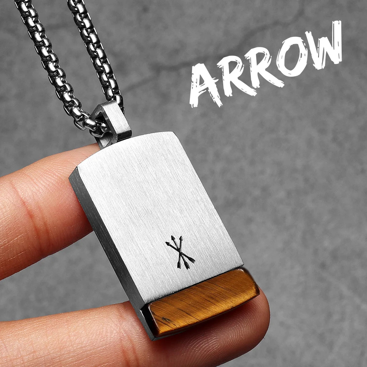 Simple Arrow Gemstone Tag Stainless Steel Men Necklaces Pendant Chain Punk For Women Fashion Jewelry Gifts Wholesale Dropshiping
