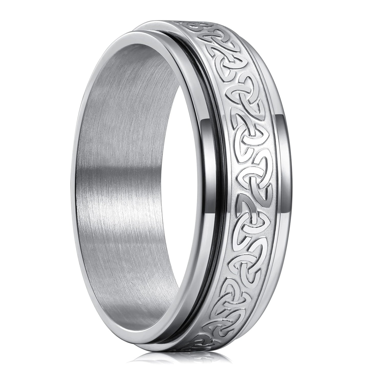 Vintage Stainless Steel Viking Celtic Knot Rune Rings for Men Women Rotatable Fidget Anxiety Spinner Ring Retro Amulet Jewelry