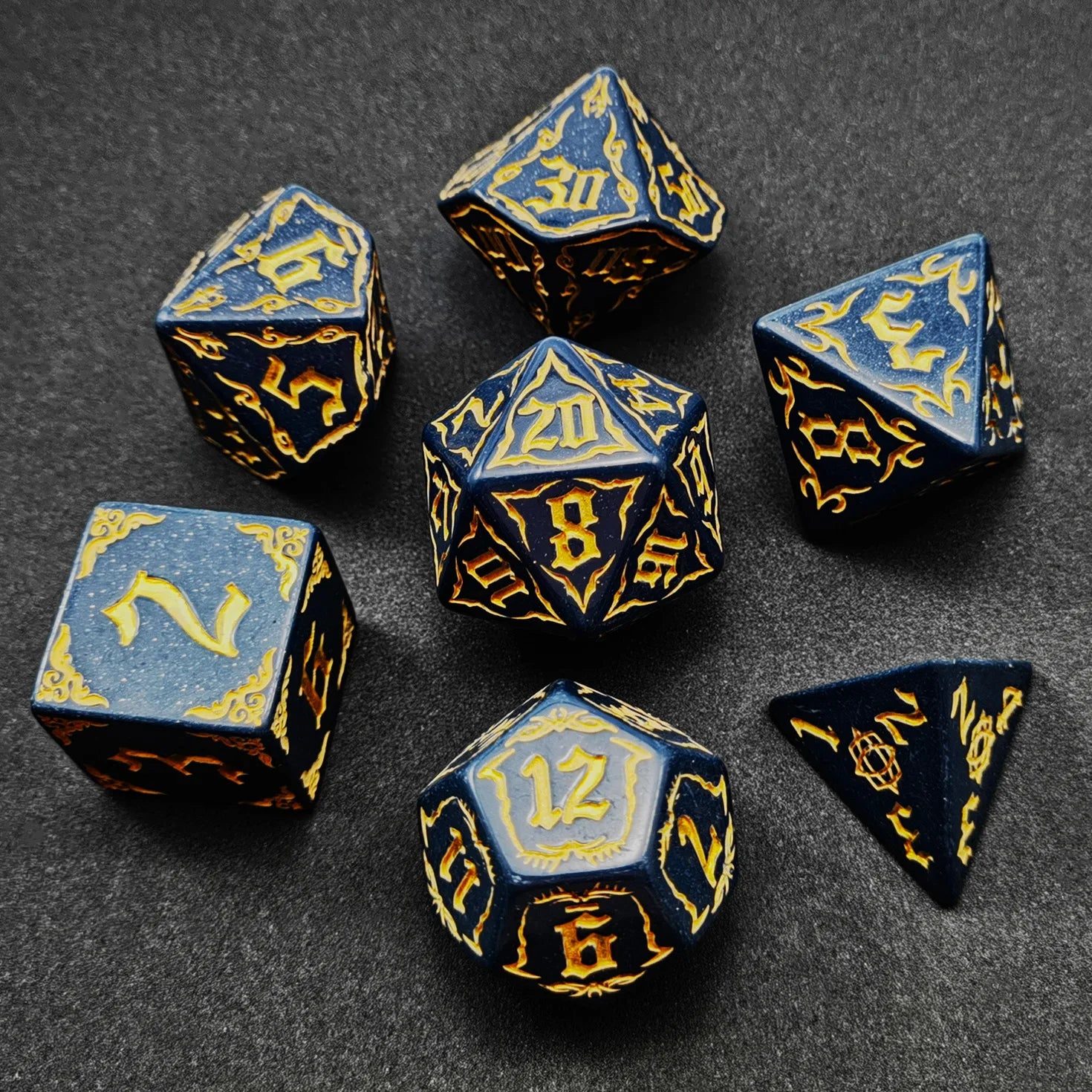 Bescon Giant Fire-Patterned DND Dice Set 1 Inch (25MM) , Oversized D&D Dice Set for Dungeons and Dragons Role Playing Games