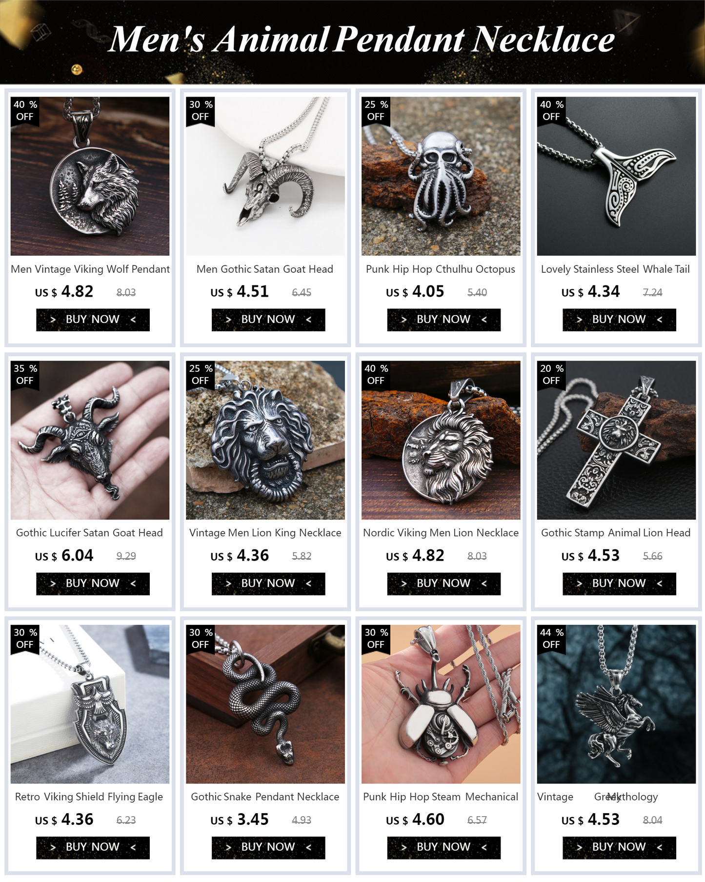 Vintage Viking Dragon Pendant Necklace Men Nordic Stainless Steel Animal Dragon Head Biker Viking Necklace Fashion Jewelry Gift