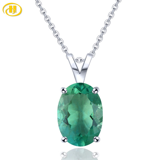 Natural Green Fluorite Solid Sterling Silver Pendants 6.6 Carats Genuine Gemstone Classic Simple Design Women New Year Gifts Default Title