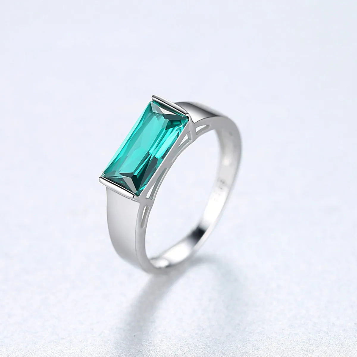 CZCITY 925 Sterling Silver Luxury Green Square Geometric Topaz Rings Trendy Party Wedding Bridal Fashion Jewelry Christmas Gifts