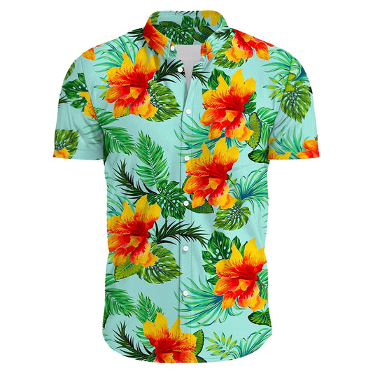 2024 Summer Men's Casual Floral Print Short Sleeve Top Hawaiian Shirt For Mens Clothes Daily New High Quality Lapel Oversized CS2024XQ1237
