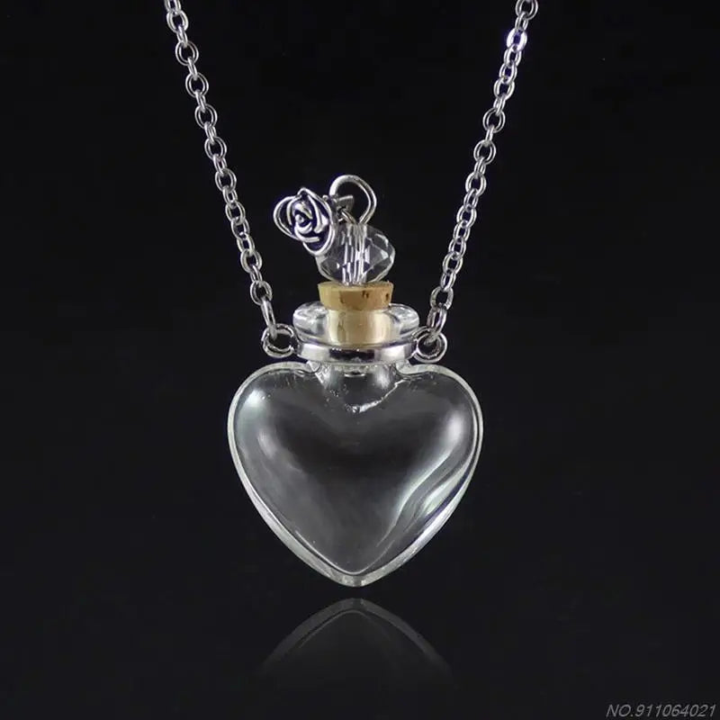 Transparent Heart Vial Bottle Necklaces Steel Chain Make Blood Vial Necklace Women Jewelry Gift Dropship