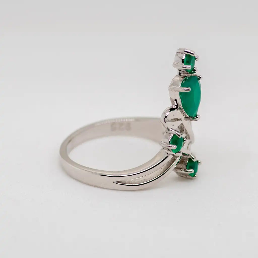 Gem's Ballet 0.97Ct Natural Green Agate Gemstone Ring Solid 925 Sterling Silver Flower Ring For Women Wedding Fine Jewelry