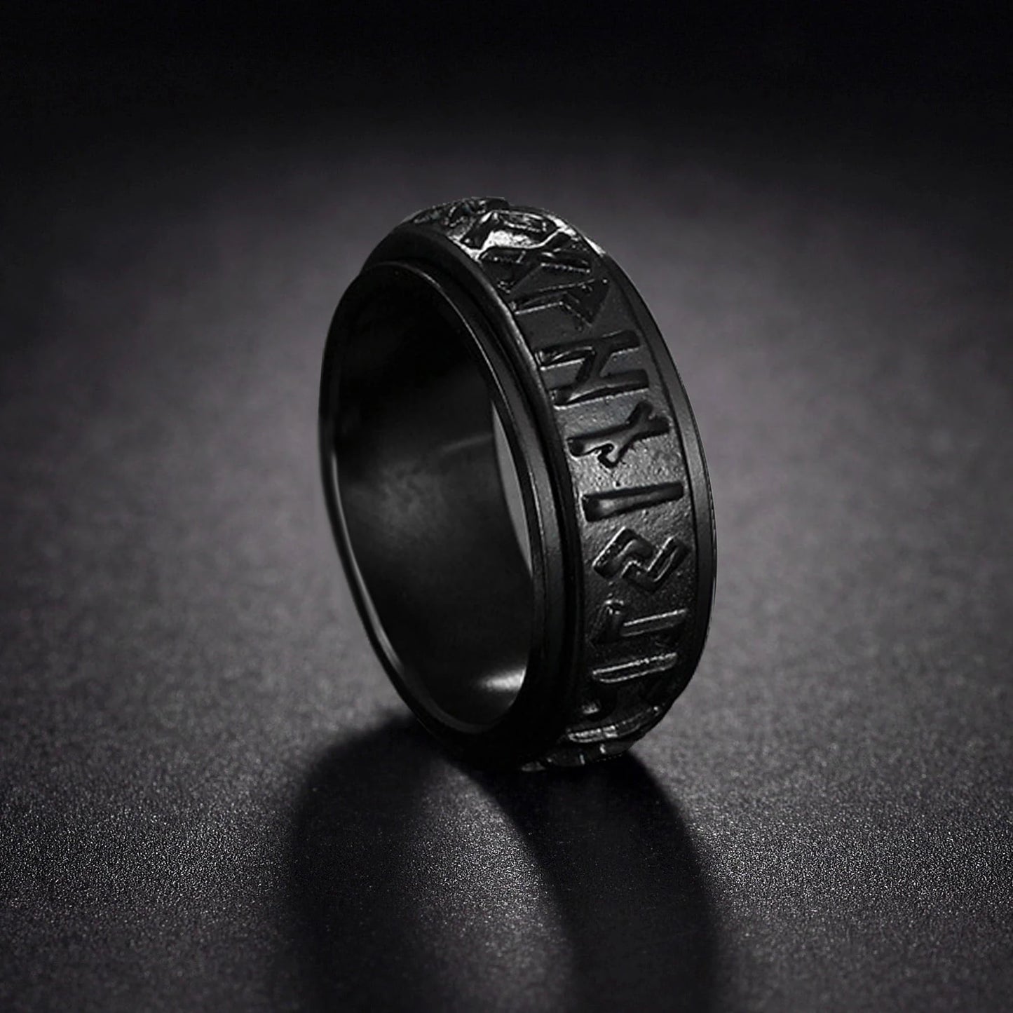 Vintage Viking Rune Rings For Men Women Retro Viking Stainless Steel Rotatable Fidget Anxiety Spinner Ring Retro Amulet Jewelry