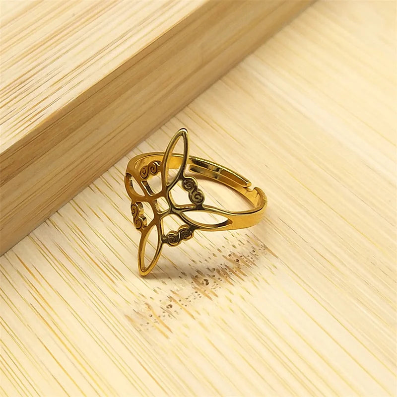 Witchcraft Stainless Steel Witch's Irish Knot Ring Men/Women Silver Color Ireland Adjustable Rings Witch Jewelry nudo de bruja