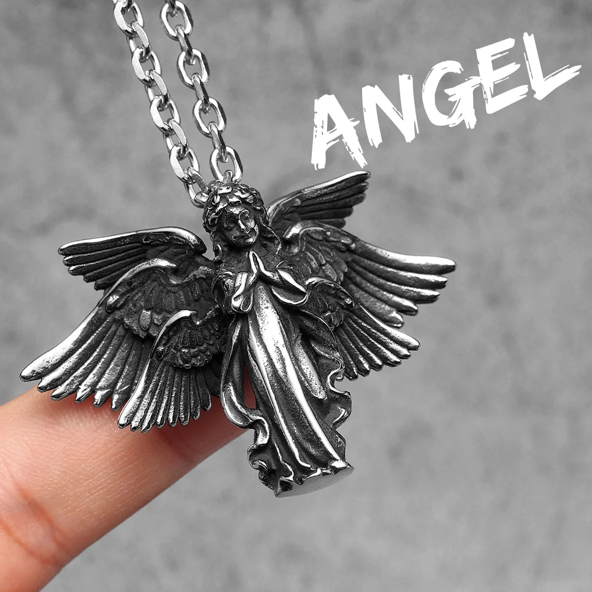 Angel Waing Amulet Stainless Steel Men Necklaces Pendant Chain Punk New In For Couple Women Fashion Jewelry Gifts Wholesale