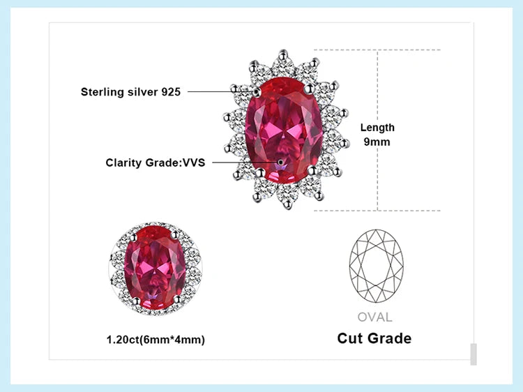 JewelryPalace Created Blue Sapphire Ruby 925 Sterling Silver Stud Earrings Natural Amethyst Garnet Peridot Topaz Princess Diana