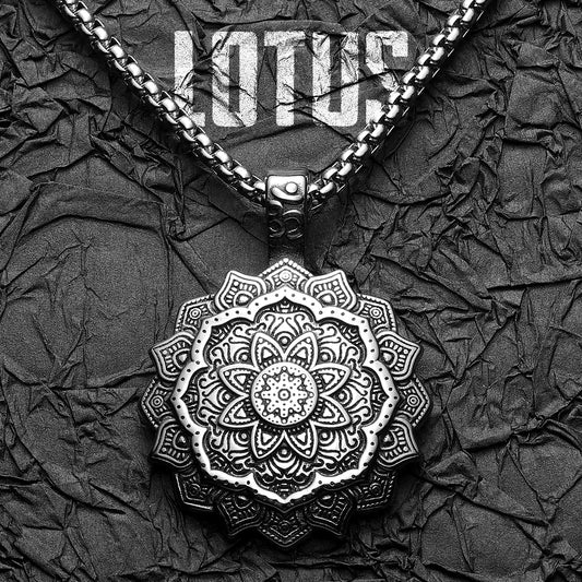 Buddhism Mandala Flower Stainless Steel Men Necklaces Pendant Chain Powerful Amulet Vintage For Women Jewelry Gifts Wholesale