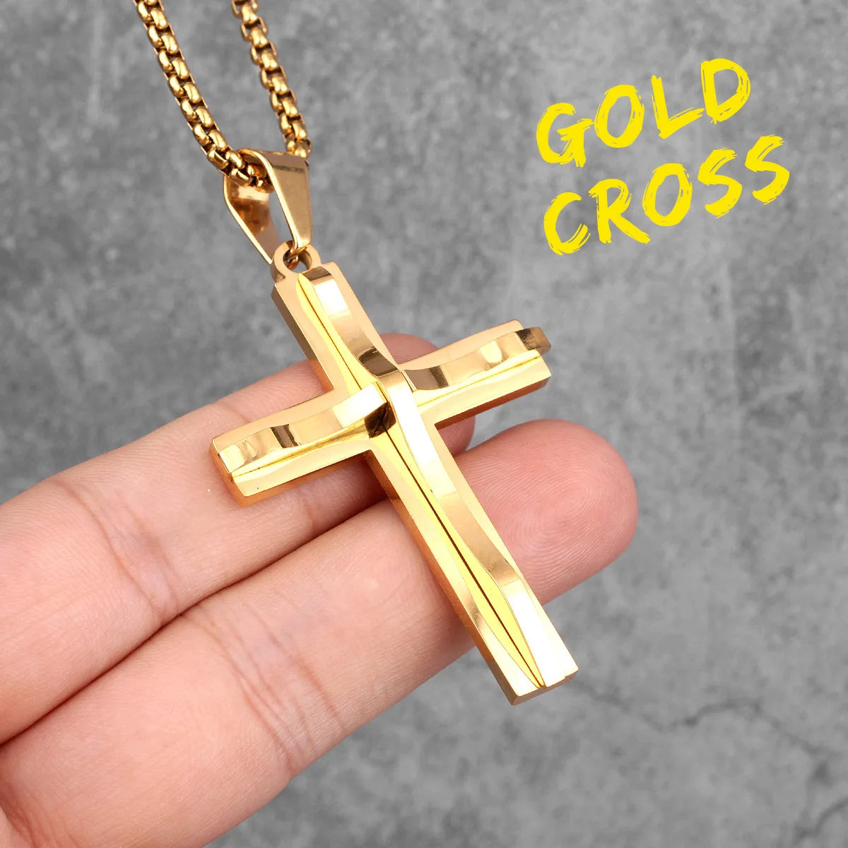 Stainless Steel Black Double Layers Cross Men Necklaces Pendants Chain Punk for Boyfriend Male Jewelry Creativity Gift Wholesale