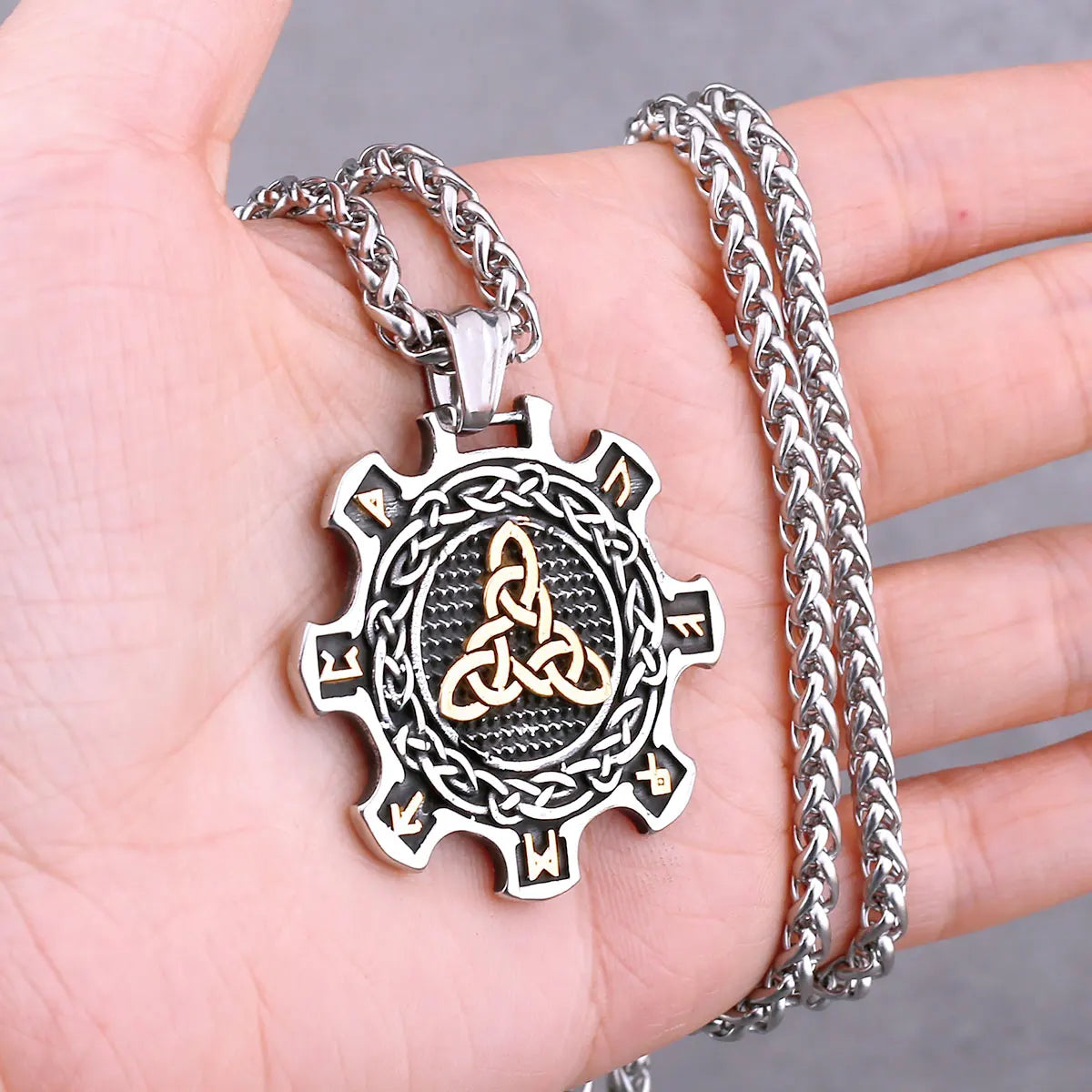 Vikings Odin Rune Necklace Various Men's Nordic Vegvisir Valknut Amulet Pendant Stainless Steel Punk Fashion Jewelry Wholesale