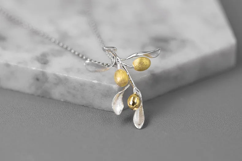 Original design The taste of love Sterling silver fresh and elegant olive branch pendant women's pendant(without the chain)