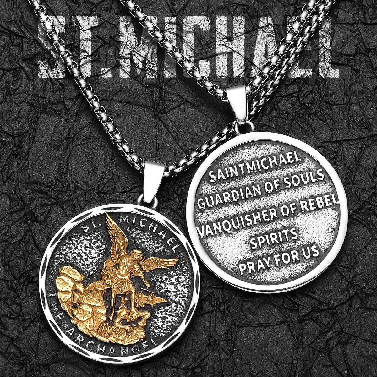 Archangel St.Michael Guardian Amulets Stainless Steel Men Necklaces Pendant Chain Punk For Women Fashion Jewelry Gifts Wholesale