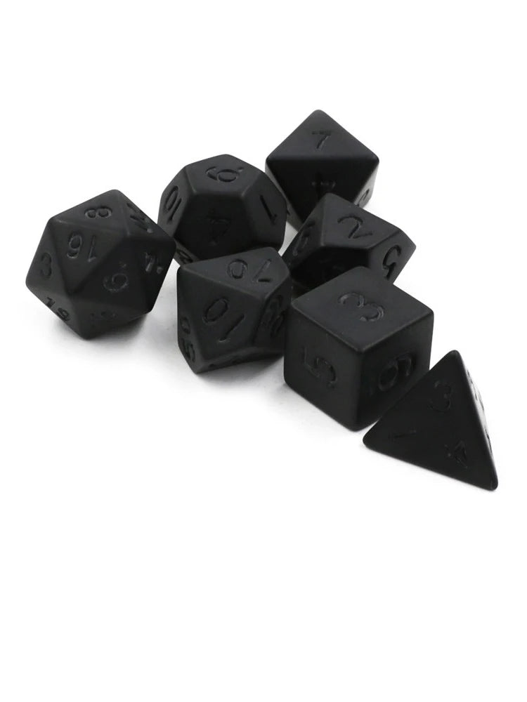 7pcs/set Black Matte Dice Set Personality Unprinted Polyhedron Cubes For DND Board Game Digital Dice As the picture