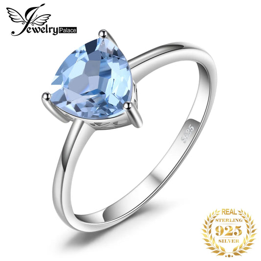 JewelryPalace 1.5ct Natural Blue Topaz 925 Sterling Silver Solitaire Ring for Woman Triangle Gemstone Jewelry Anniversary Gift 8