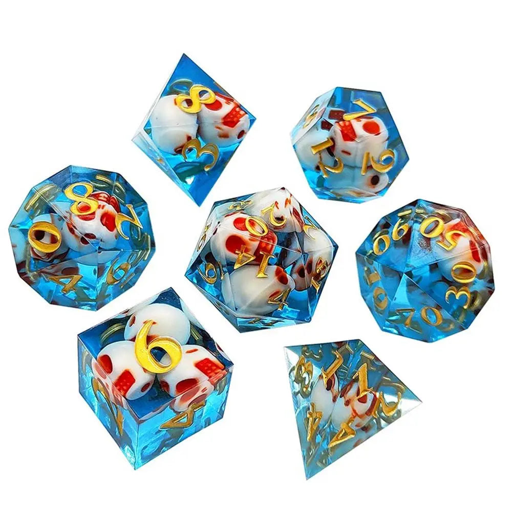 7Pcs Metal Hollow Dice Set Hollow Polyhedral Metal Dices Table Games Accessory For D&d DND D6 D8 D10 D12 D20