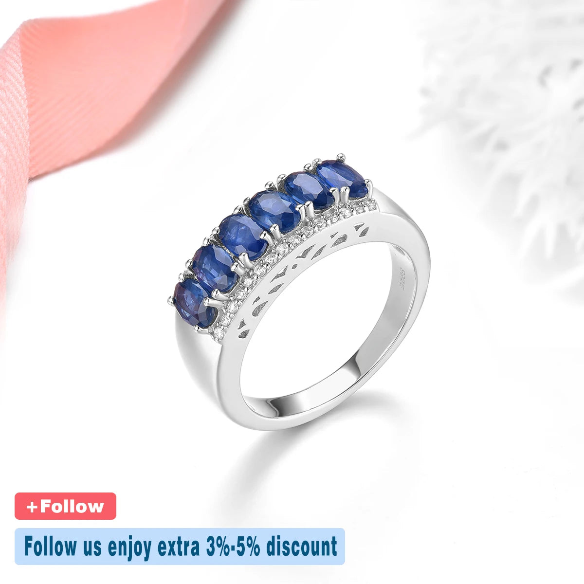 Natural Blue Sapphire Sterling Silver Rings Precious Genuine Sapphire 1.8 Carats Women Classic Wedding Engagement Fine Jewelrys