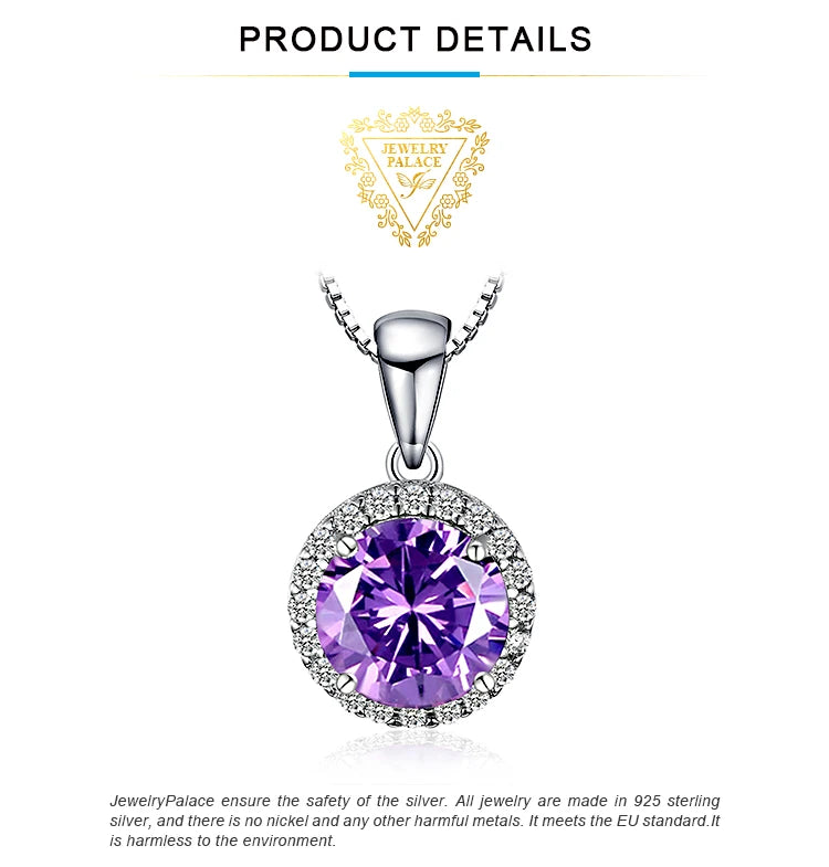 JewelryPalace 2.97ct Round Created Alexandrite Sapphire 925 Sterling Silver Pendant Necklace for Women Gemstone Choker No Chain