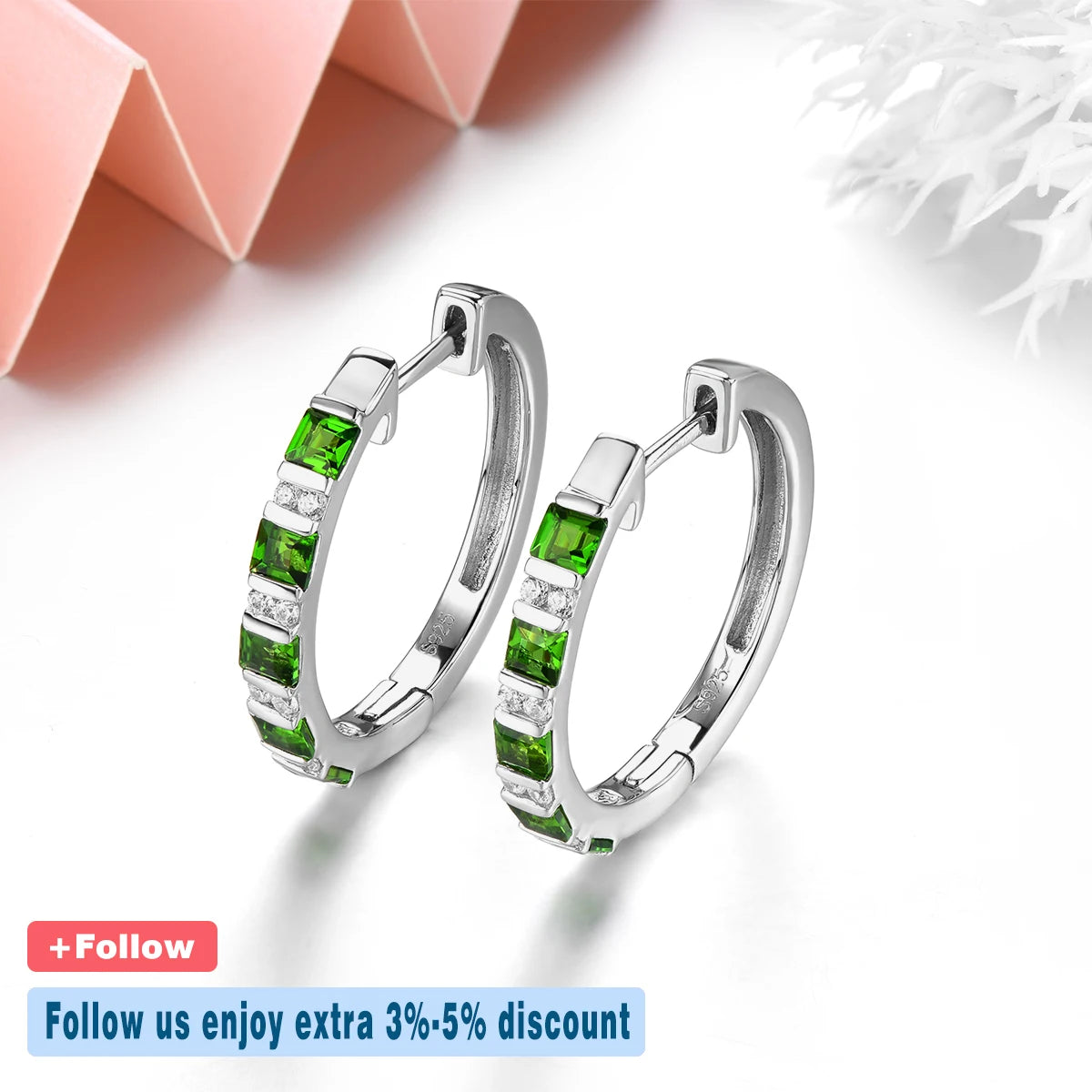 Natural Chrome Diopside Solid Sterling Silver Clip Earring 1.5 Carats Classic Romantic Women Style Fine Jewelrys Anniversary