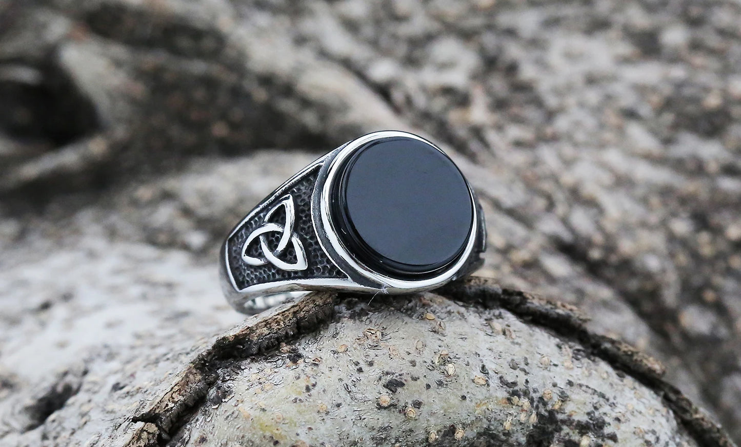 Viking Stainless Steel Celtics Knot Ring Men Nordic Trinity Wedding Stone  Women's Band Promise Jewelry OSR933