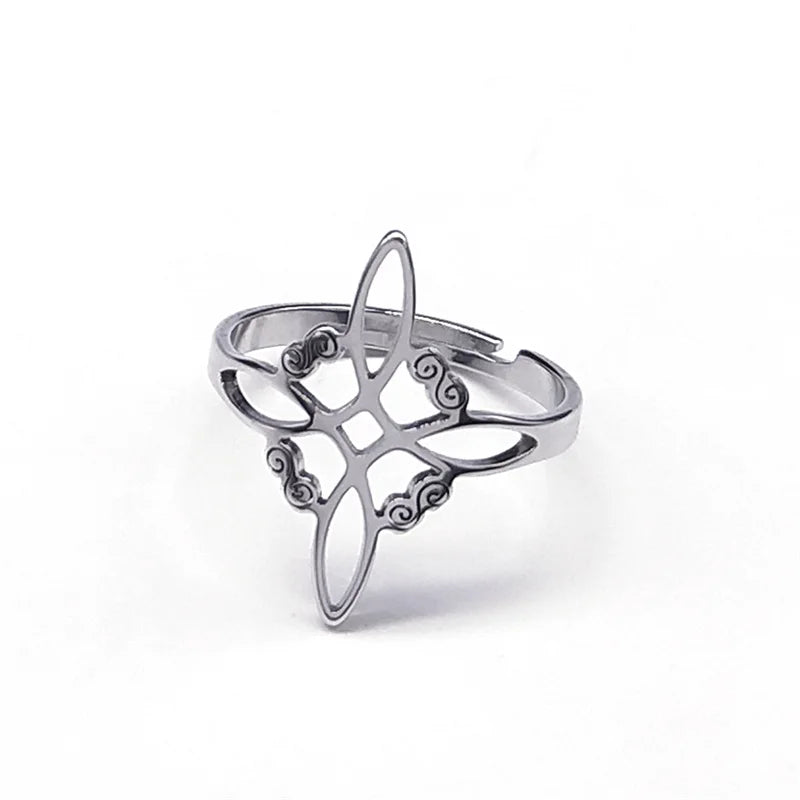 Witchcraft Stainless Steel Witch's Irish Knot Ring Men/Women Silver Color Ireland Adjustable Rings Witch Jewelry nudo de bruja