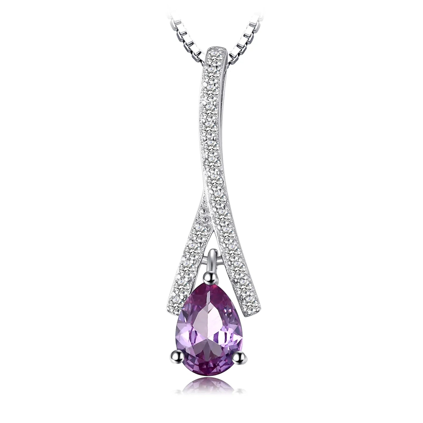 JewelryPalace Pear Created Alexandrite Sapphire 925 Sterling Silver Pendant Necklace for Women No Chain Yellow Rose Gold Plated