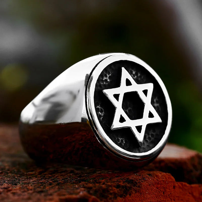 star of david stainless steel Ring Super High Quality Fashion hot sale stone men jewelry SS8-1202R