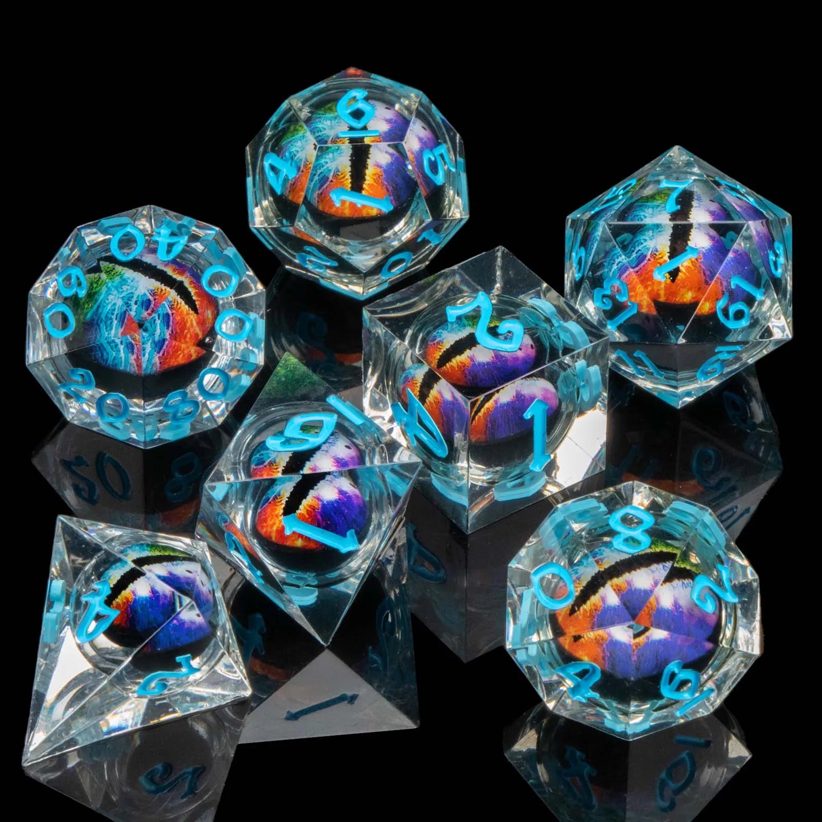 D and D Flowing Sand Sharp Edge Dragon Eye Dnd Resin RPG Polyhedral D&D Dice Set For Dungeon and Dragon Pathfinder Role Playing AZ12