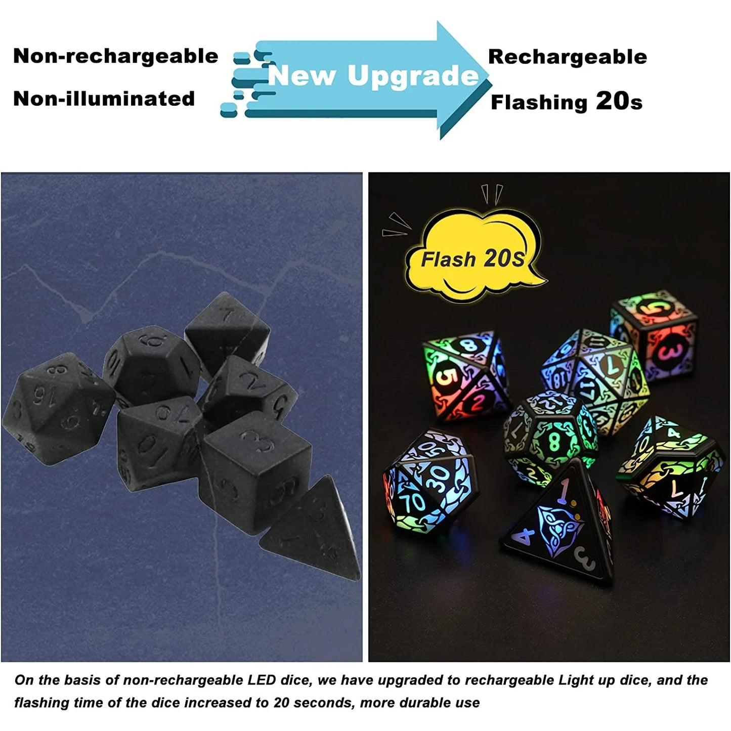 LED Dice Set , DND Dice, Shake to Light Up Colorful Dice, Dungeon and Dragons Dice , Role Playing Dice for D&D Table Games