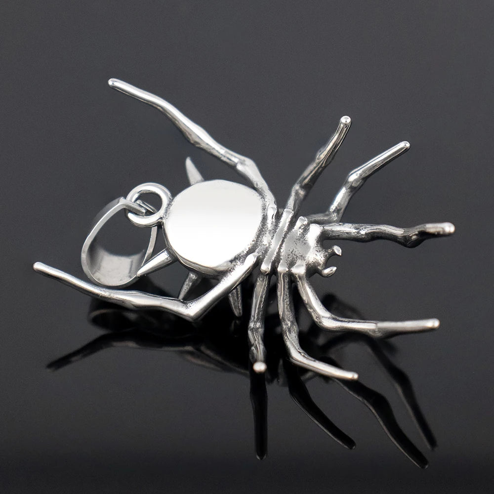 Popular Charm Stainless Steel Spider Pendant Chain for Men Women Gothic Singular Animal Necklaces Halloween Party Gifts Jewelry