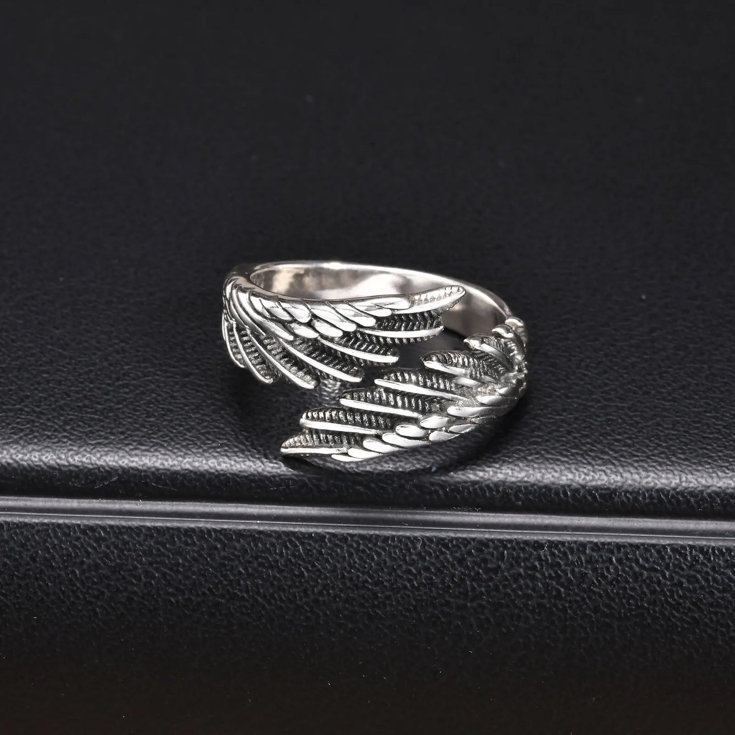 Vnox Men Women Angel's Wing Ring,Devil Wing Feather Finger Band, Adjustable Open Ring Jewelry Gift